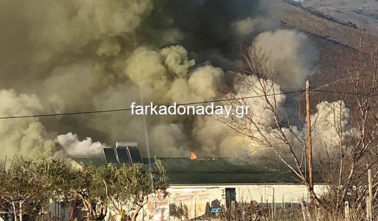 Οι πρώτες εικόνες από τη φωτιά στο εργοστάσιο Υφαντής στο Γριζάνο