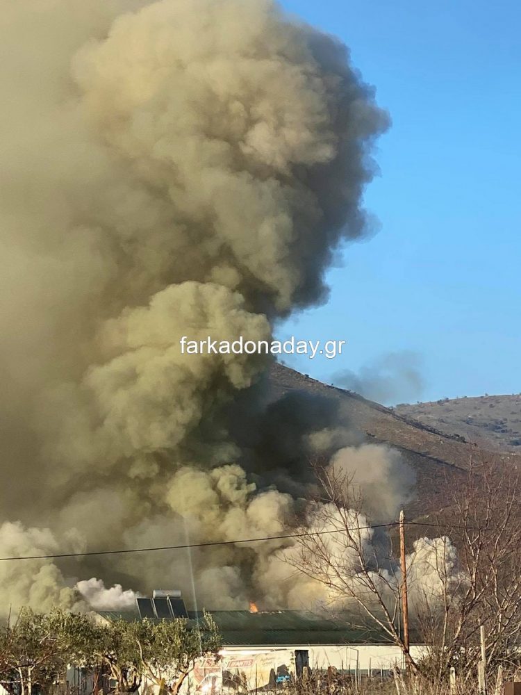 Οι πρώτες εικόνες από τη φωτιά στο εργοστάσιο Υφαντής στο Γριζάνο