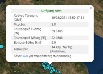 Ένας ακόμη μετασεισμός  3,8 Ρίχτερ  «χόρεψε» τον Δήμο Φαρκαδόνας