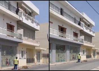 Πετάει σκουπίδια από τον δεύτερο όροφο και λέει στην καθαρίστρια «δουλειά σου είναι» – VIDEO