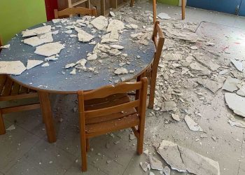 Από καθαρή τύχη δεν είχαμε τραυματισμούς  ή και τα χειρότερα – Κατέρρευσε τμήμα της οροφής σε παιδικό σταθμό των Τρικάλων