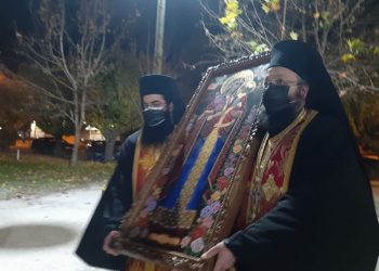 Έγινε η υποδοχή της Ιεράς Εικόνος της Παναγίας «Ρόδον το Αμάραντον» στα Τρίκαλα
