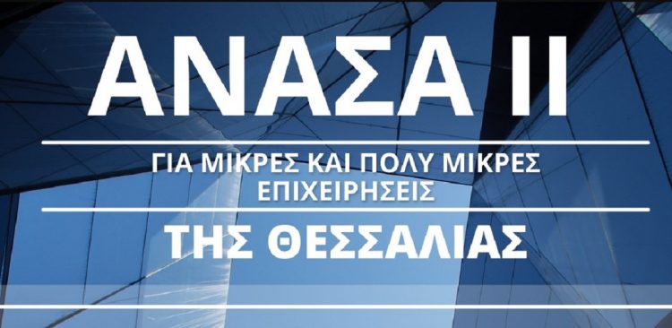 Διαδικτυακή ενημερωτική εκδήλωση για την «Ενίσχυση μικρών και πολύ μικρών επιχειρήσεων που επλήγησαν από την πανδημία COVID-19 στη Θεσσαλία – ΑΝΑΣΑ ΙΙ»