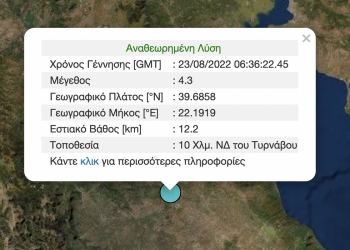 Νέα σεισμική δόνηση  «κούνησε»  τον Δήμο Φαρκαδόνας