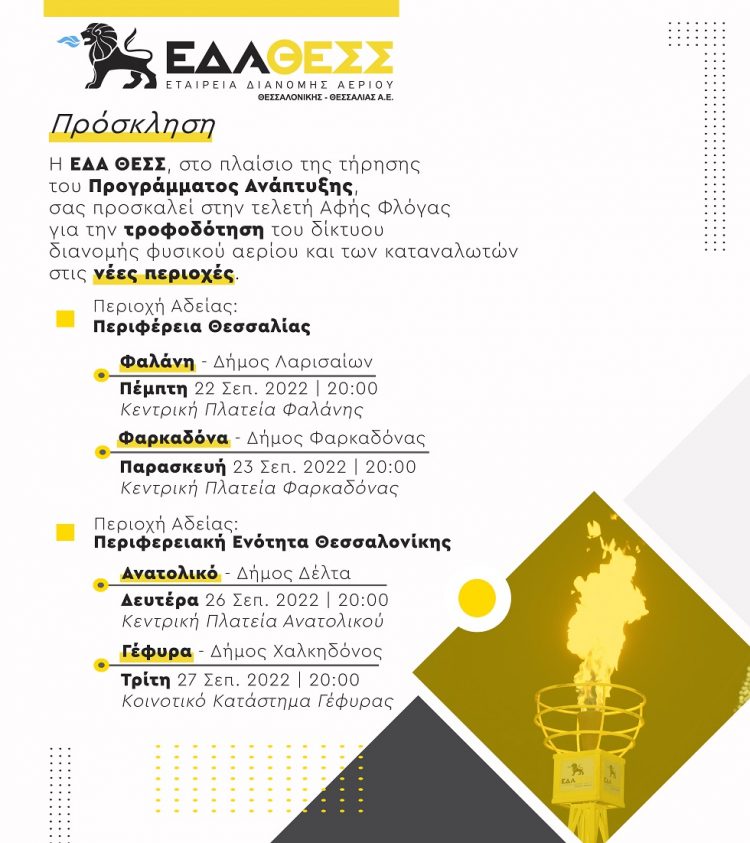 Συνεχίζονται οι επενδύσεις με σταθερή αναπτυξιακή τροχιά στις περιοχές της Αδείας της ΕΔΑ ΘΕΣΣ