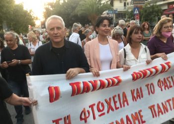 Στην πρώτη γραμμή  της αντιφασιστικής πορείας στη μνήμη του Φύσσα η Μαρινα Κοντοτολη