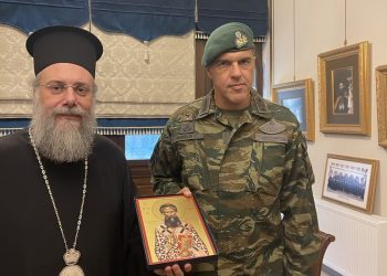 Τον Τρίκκης Χρυσόστομο επισκέφτηκε ο νέος Ανώτερος Διοικητής Φρουράς Τρικάλων και Διοικητής Σ.Μ.Υ.