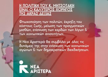 Η πολιτική του Κ. Μητσοτάκη είναι ο καλύτερος χορηγός της άκρας δεξιάς