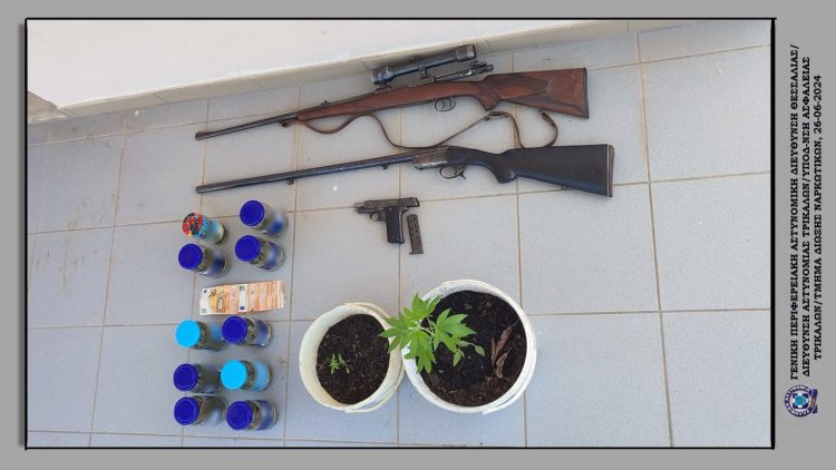 Συνελήφθη ένας άνδρας σε περιοχή του Δήμου Φαρκαδόνας  για παραβάσεις των νομοθεσιών περί ναρκωτικών και περί όπλων