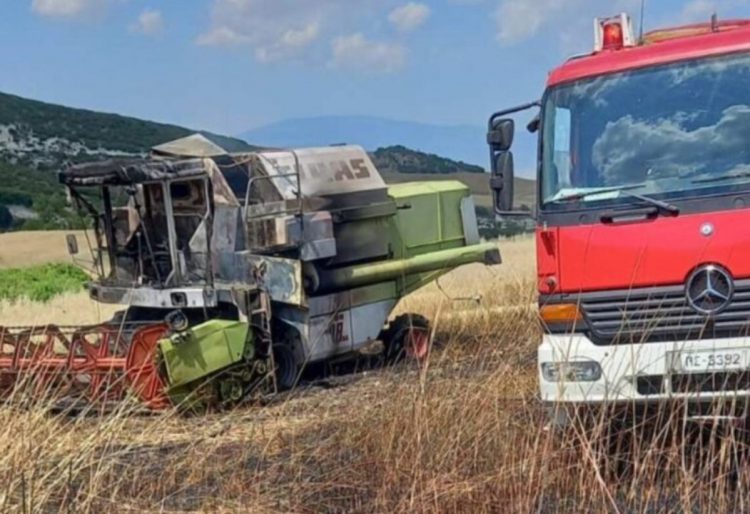 Συναγερμός στην Πυροσβεστική για φωτιά σε θεριζοαλωνιστική μηχανή έξω από τη Λάρισα