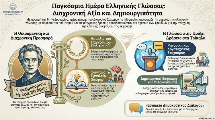 Μήνυμα του Διευθυντή Δευτεροβάθμιας Εκπαίδευσης Τρικάλων για την Παγκόσμια Ημέρα Ελληνικής Γλώσσας