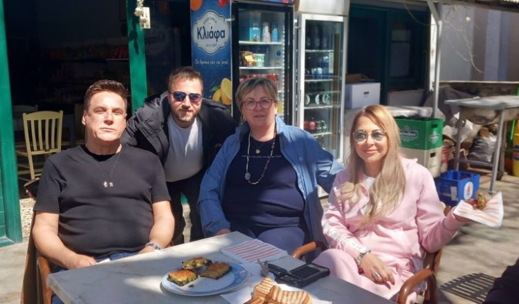Η Μελίνα Ασλανίδου στον Γάβρο… Γυρίσματα και κέρασμα στο καφενείο!